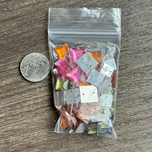 NWOT Ofray Pink Orange Yellow Colorful Square Mosaic Tile Beads - Picture 5 of 5